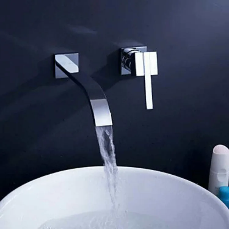Black Chrome Waterfall Basin Faucets Wall Mount Faucet Single Handle Mixer Tap Bathroom | Обустройство дома