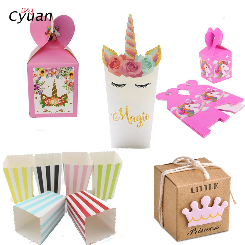 

Cyuan Unicorn Birthday Gift Box Paper Bags Popcorn Box Baby Shower Girl Pink Birthday Party Favors Pack Bag Paper Boxes Supplies
