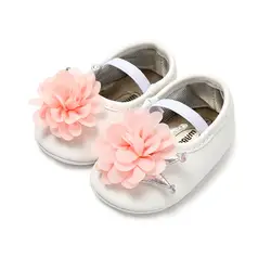 Новорожденный из искусственной кожи Цветочные Детские Мокасины корона большой цветок принцесса обувь для девочек мягкая подошва
