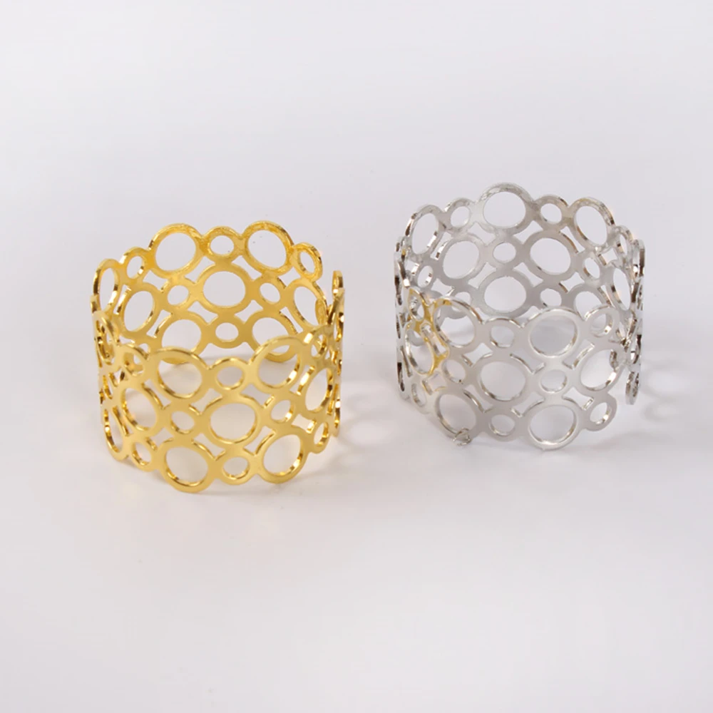 

SHSEJA 20pcs/lot Round hollow napkin ring hotel beautiful napkin ring wedding banquet napkin ring desktop decorations
