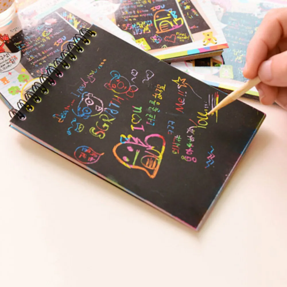Скретч Примечание черный картон креативный DIY Рисование эскиз Примечания для детей игрушка Рисование граффити игрушки подарок 1 шт