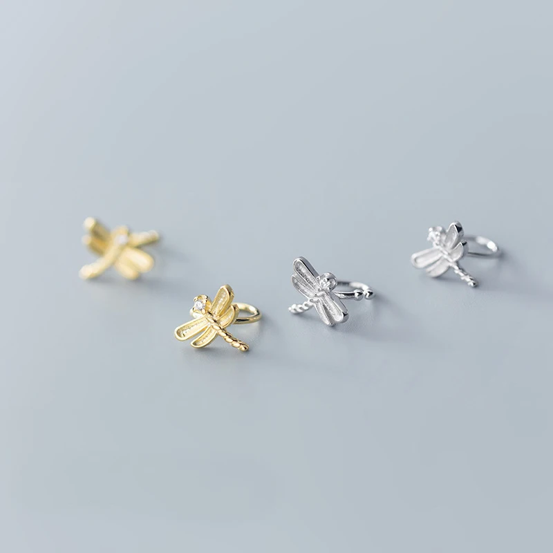 

MloveAcc Authentic 100% 925 Sterling Silver Ears Clip Dragonfly Dazzling CZ Ears Clip for Women Sterling Silver Jewelry Gift