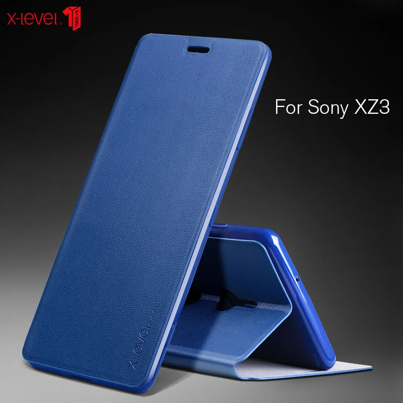 

X-Level Ultra Thin Luxury PU Leather Case For Sony Xperia XZ3 Flip Cover Silicone Edge Kickstand Case For Sony XZ3 Dual H9493