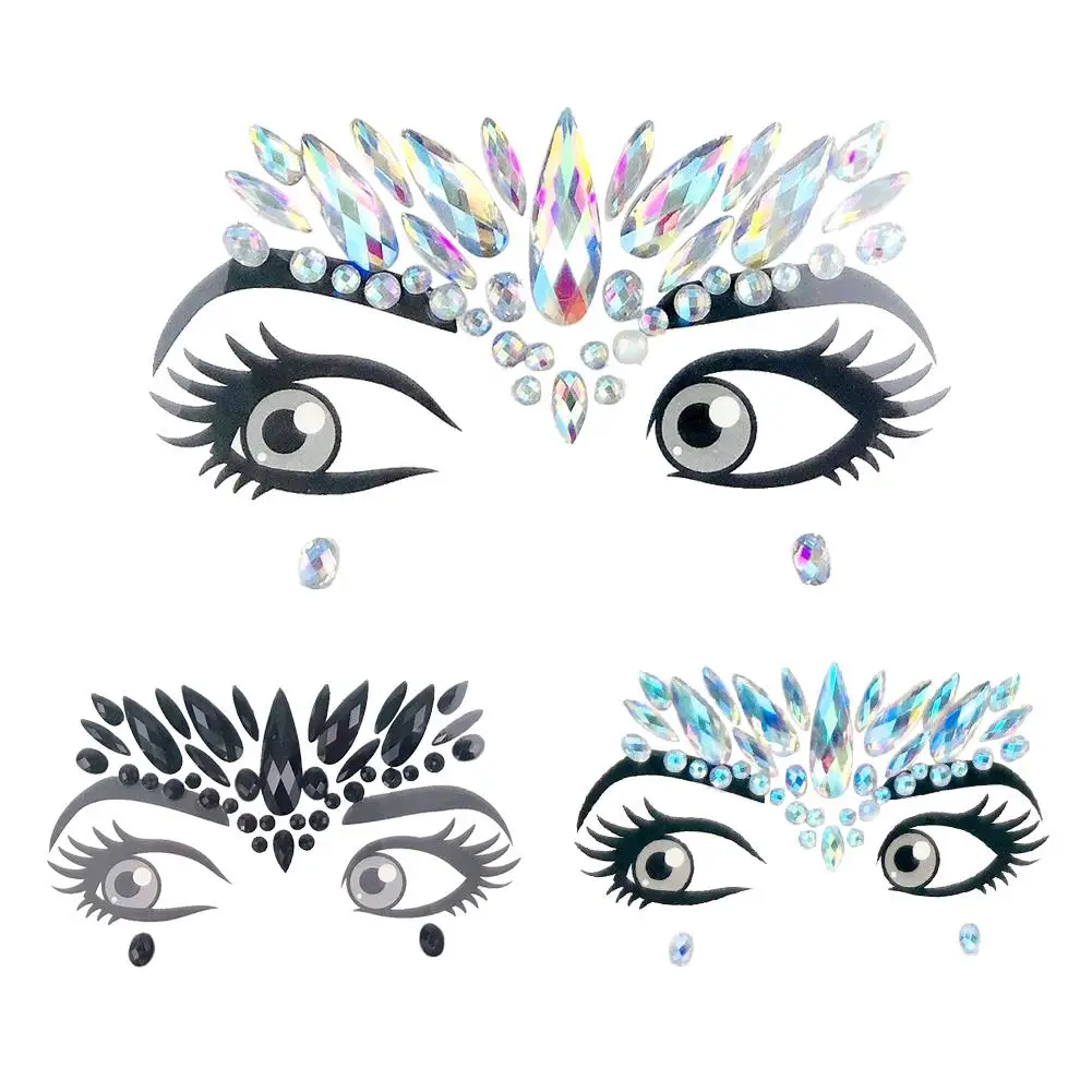 

Music Festival Temporary Face Diamond Sticker Easy To Operate Face Gems Rhinestone Temporary Tattoo Fashion Diy Face Stickers