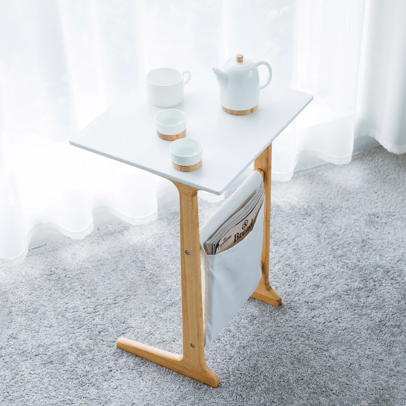 ZEN'S BAMBOO Sofa End Table White Coffee Table for Living Room Night Table for Bedroom Accent Furniture