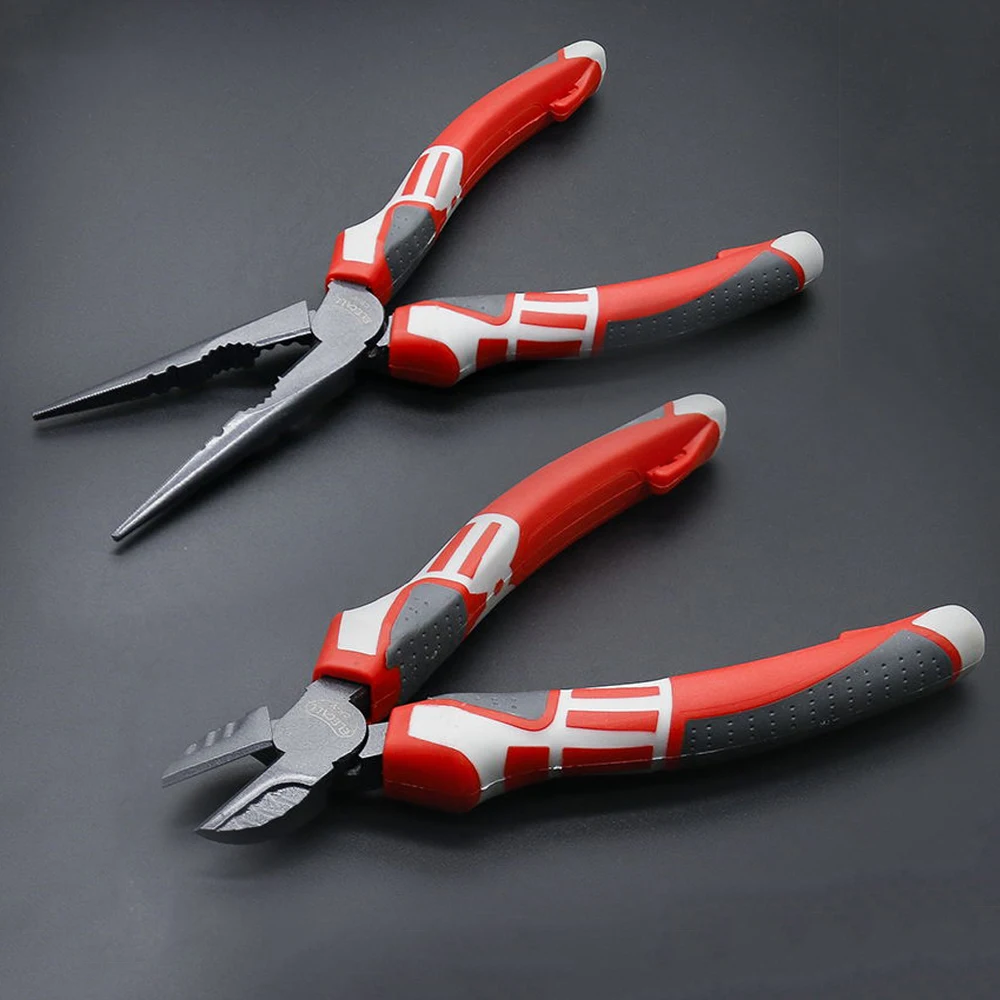 

ELECALL 2pcs Wire cutter pliers Long nose nippers Diagonal pliers Beading Cable Wire Side Cutter Cutting Nippers hand tools