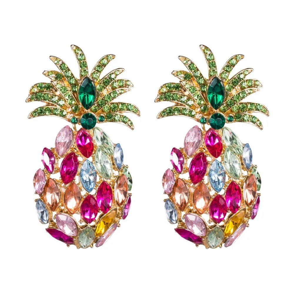 JOUVAL, роскошные серьги в форме ананаса с кристаллами, Женские Висячие серьги с тропическими фруктами, летние женские серьги в стиле бохо, пляжные ювелирные изделия - Окраска металла: E2016-3