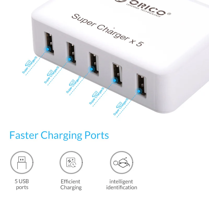 ORICO Портативный 5 Порты и разъёмы USB Зарядное устройство микро зарядное для вашего
