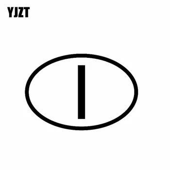 

YJZT 13.4CM*9.1CM I ITALY COUNTRY CODE OVAL VINYL DECAL CAR STICKER Black Silver C10-01351