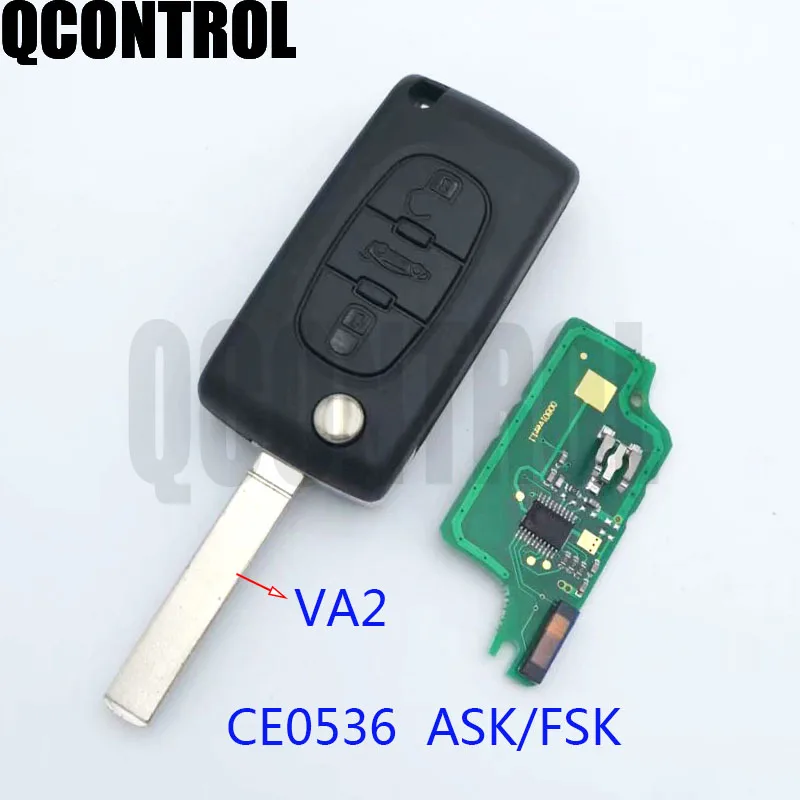 

QCONTROL Car Remote Key 433MHz Fits for PEUGEOT 207 208 307 308 408 Partner ID46 CE0536 ASK/FSK,3 Buttons