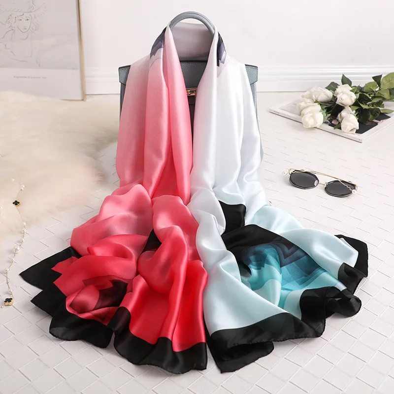2019 роскошный бренд женский шелковый шарф с цветочным принтом многоцветная пляжная шаль и эшарп Дизайнерские шарфы женская накидка для