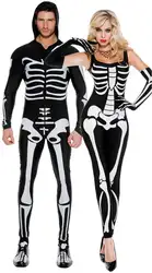 Женский сексуальный черный комбинезон с принтом черепа, комбинезон на Хэллоуин, Клубная одежда 89169