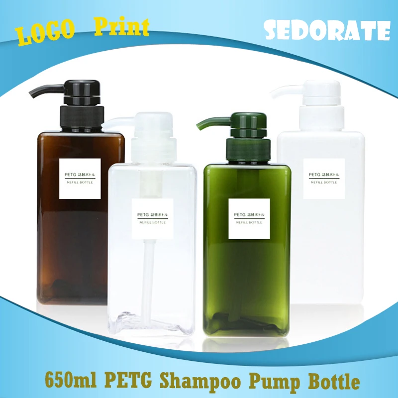 Sedorate 10 pcs/Lot 650ML PETG Square Refillable Bottle For Shampoo