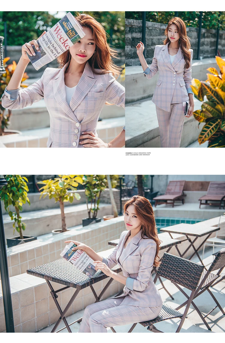 Решетки костюм куртка 2018 г. Новые весенние женские корейской моды Ретро Повседневная маленький костюм XZ3251