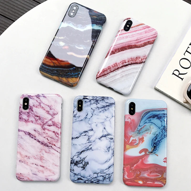 

Colorful Marble Silicone Case For iPhone XS Max XR XS X Cover Soft Coque Fundas Hoesjes For iPhone 8 7 6 6s Plus Case Luxury New