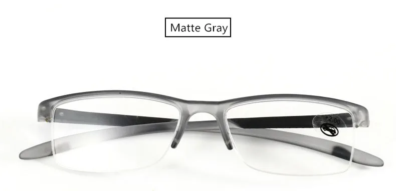 1,0+ 1,25+ 1,5+ 1,75+ 2,0+ 2,25+ 2,5+ 2,75+ 3 TR90 оправа из смолы прозрачные очки для мужчин и женщин ультра-светильник пластиковые очки для чтения - Цвет оправы: Matte Gray