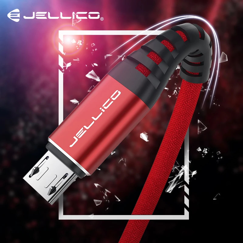 Jellico 120 سنتيمتر مرحبا الشد مايكرو كابل USB لسامسونج Xiaomi LG USB 3.1A سريع شحن البيانات مزين شاحن شاحن هاتف محمول يعمل بنظام تشغيل أندرويد