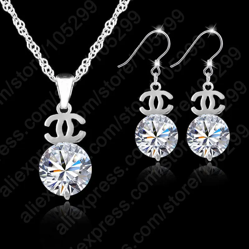 2017 Woman Jewelry Sets Rhodium Plate 925 Sterling Silver Jewellery 2017 Woman Jewelry Sets Rhodium Plate 925 Sterling Silver Jewellery Set Cubic Zirconia Cz Pendant Necklaces Earrings Brand Top In From