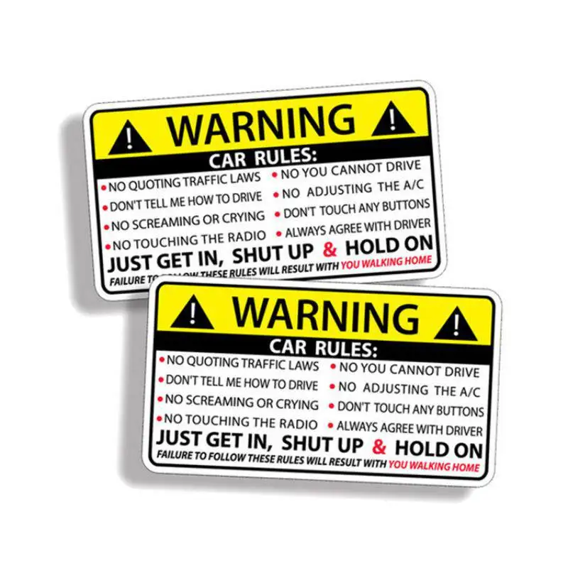 

Car Safety Warning Rules Decal PVC Car Sticker