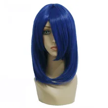 MCOSER 45 см средний темно-синий желтый Синтетический волнистый парик для косплея высокотемпературный волокнистый парик-19