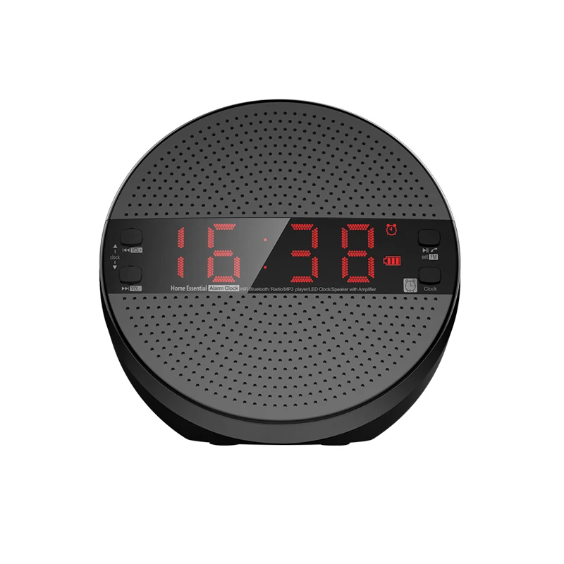 

EStgoSZ Portable Wireless Radio Stereo Music Soundbox with Remote Control Bluetooth 4.2 Time Display Alarm Clock FM TF Speakers