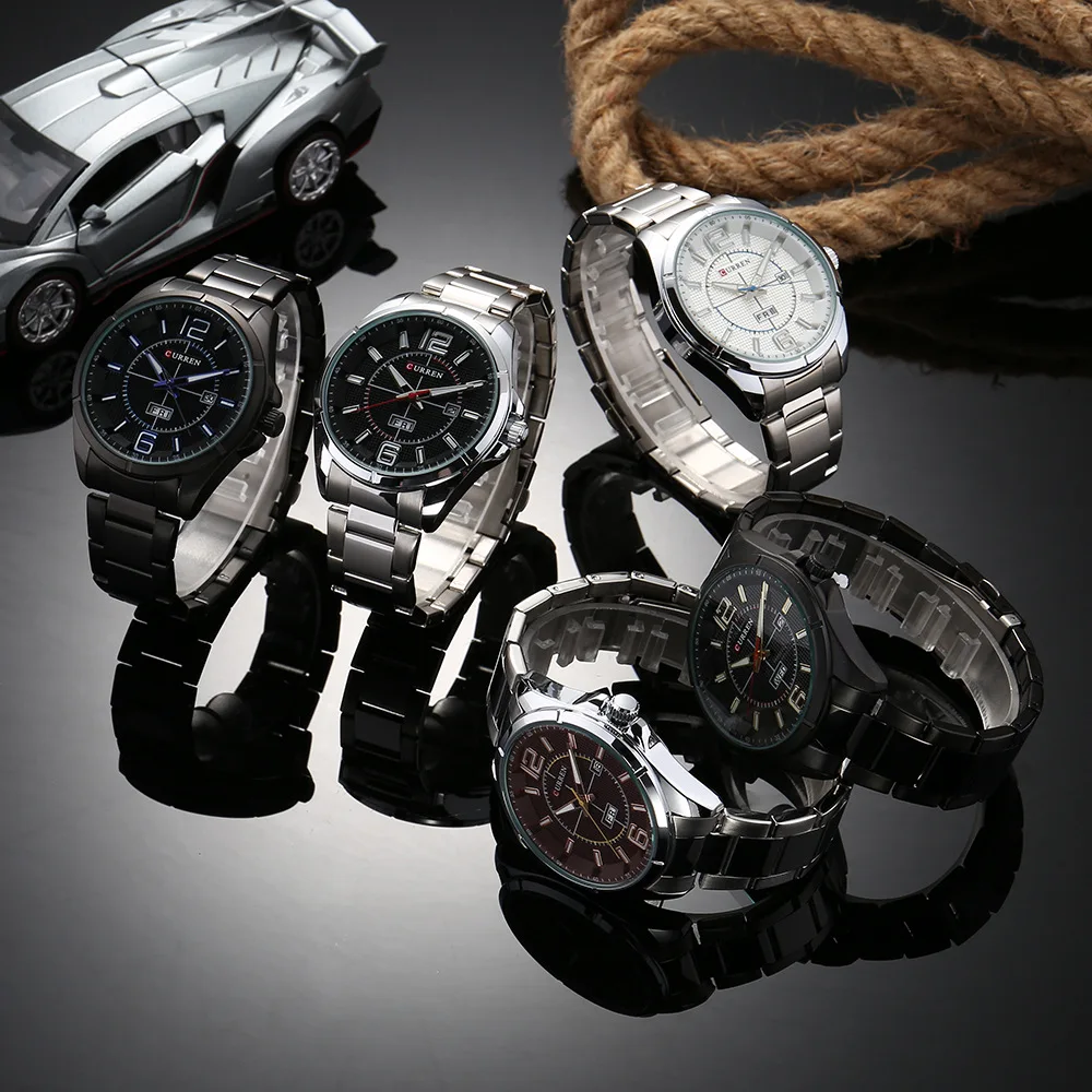  Top Brand CURREN Quartz Mens Watches Luxury Business Watch Men Full Steel Waterproof Male Clock Ana