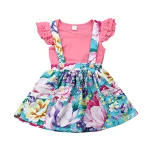 Pudcoco/ г. летний комплект из 2 предметов для маленьких девочек; комбинезон с оборками; юбка; Летний комбинезон; комплект одежды