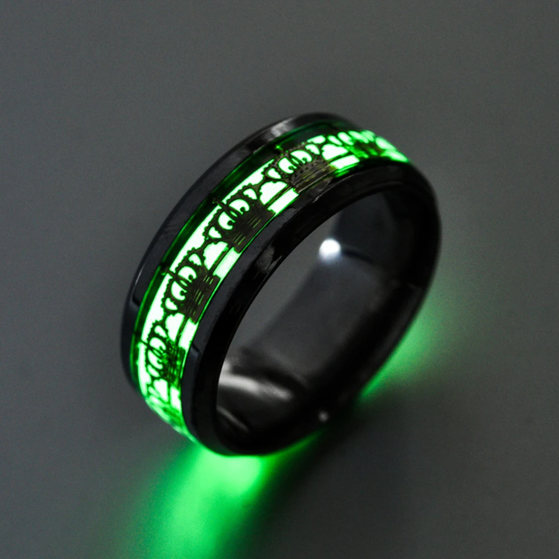 

Fashion Luminous Fluorescent Ring Crown Ring Stainless Steel Personality Original JewelryJewelry Women Men Wild Ring 8mm