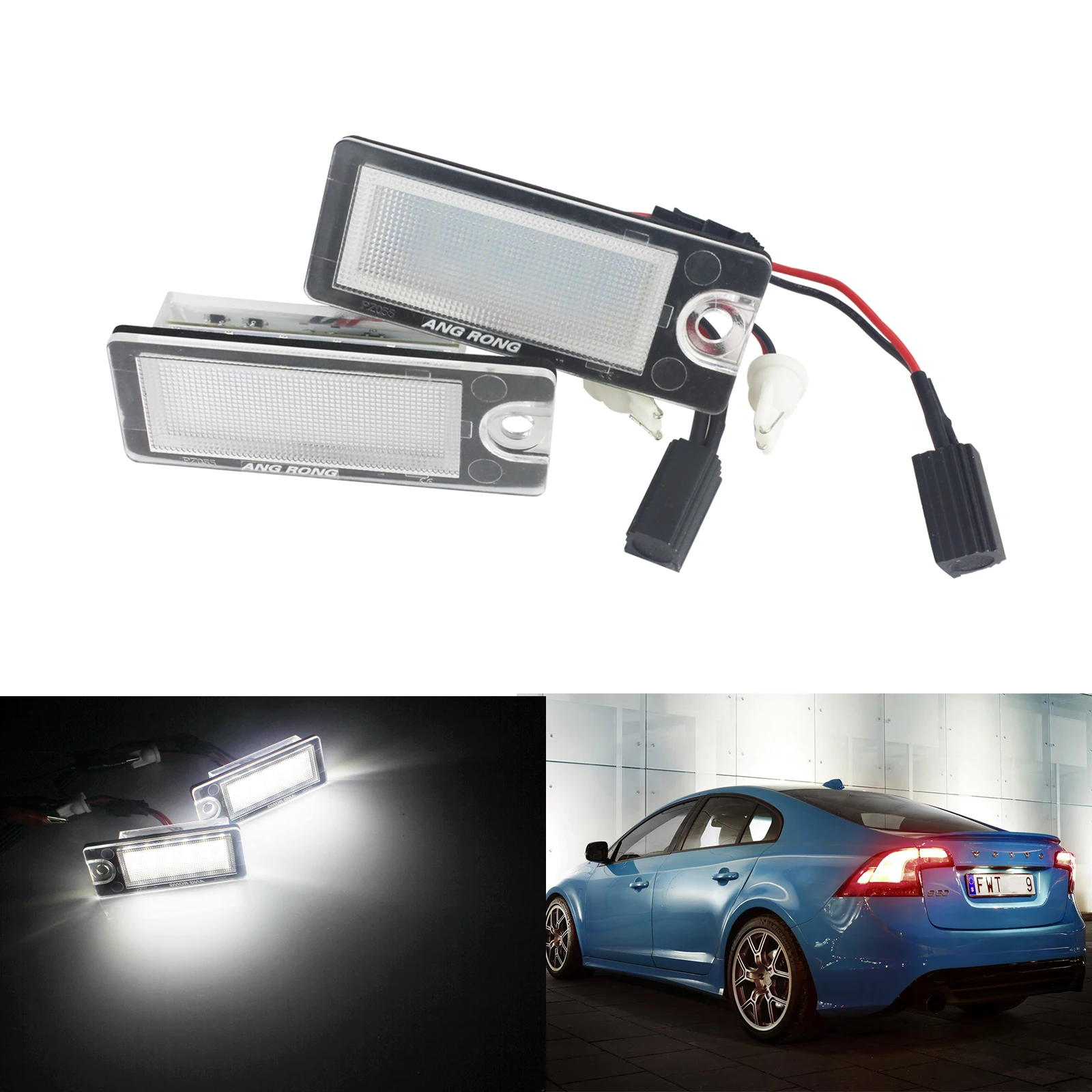 Angrong 2x Led License Number Plate Light Lamps For Volvo V70 S60 S80