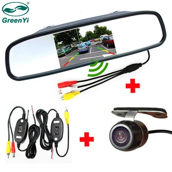 

GreenYi Wireless Reverse Car Backup Camera with Rear View Mirror Monitor Back Up Camera Kit Easy Installation