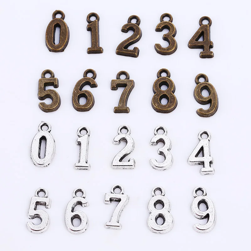 Vintage Metal Number 0 9 Charms for Jewelry Making Diy Zinc Alloy