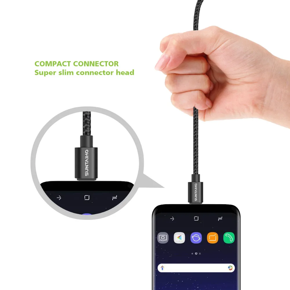 10-Pack Suntaiho Micro USB Cable 2.4A Nylon Weaving Microusb USB Charge Cable For Samsung Xiaomi Huawei HTC