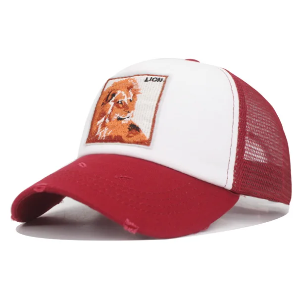 lion wine red AETRUE модная женская бейсболка с вышивкой в виде животных, сетчатые кепки для мужчин, бейсболка кепки в стиле хип-хоп, кепка для папы - Цвет: lion wine red