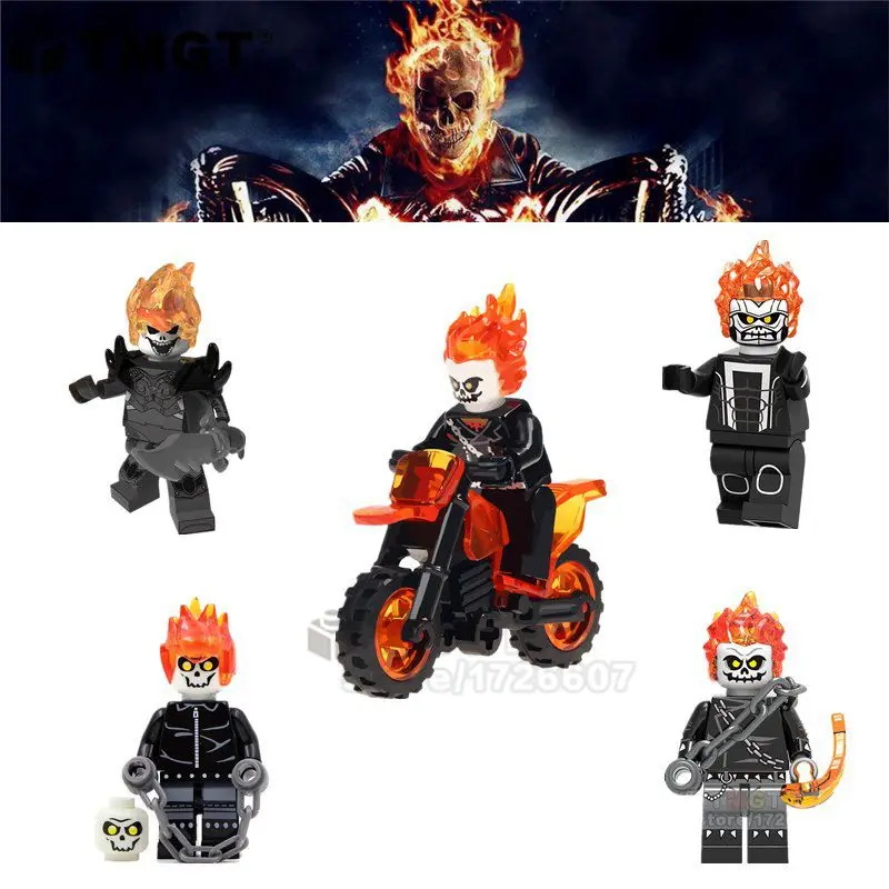 

Single Sale Ghost Rider With Motorcycle Woman Ghost Riders Heroed Building Blocks Toys For Children Friend