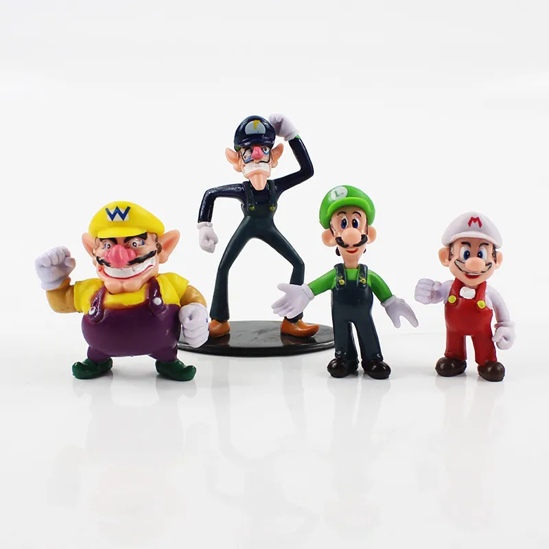 10pcs/set Super Mario Bros Luigi Peach PVC Action Figures Donkey Kong Wario Waluigi Toad Anime Figurines Kids Toys