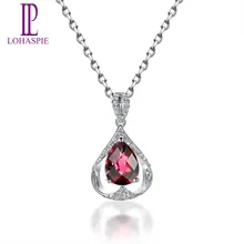 Lohaspie Алмазный Ювелирные изделия из твердого белого золота 14 к 1.45ct натуральный драгоценный камень родолит гранатовый кулон мелкозернистый камень ювелирные изделия для подарка