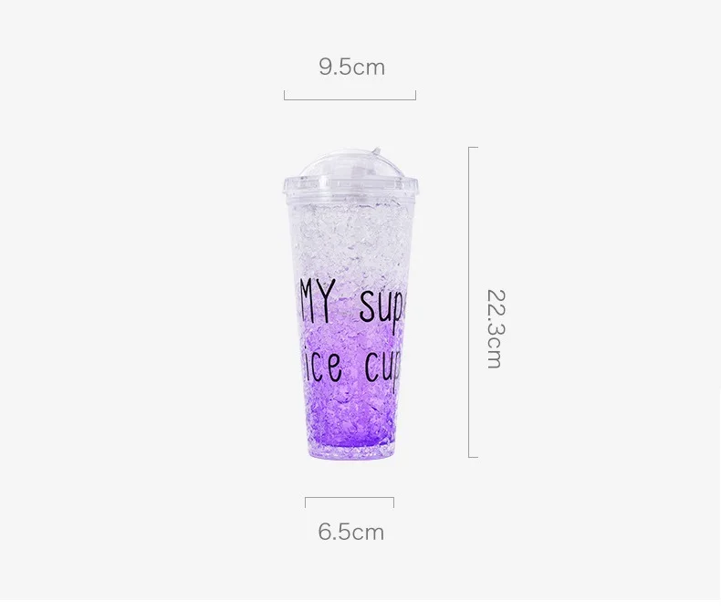 550 мл креативная летняя ледяная чашка горка соломенная чашка пластиковая бутылка для геля дробленая ледяная Студенческая двойная охлаждающая соломенная толкатель ледяная чашка