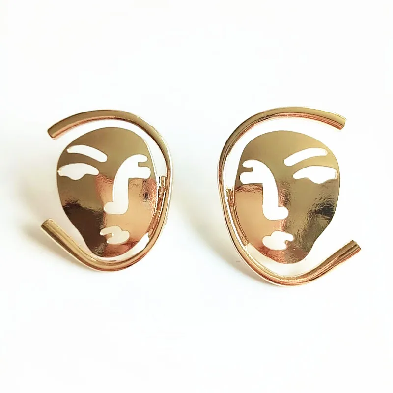 Timlee E127 Free shipping New Retro Exaggeration Face Earrings Head portrait Mask Metal Drop Earring,Wholesale