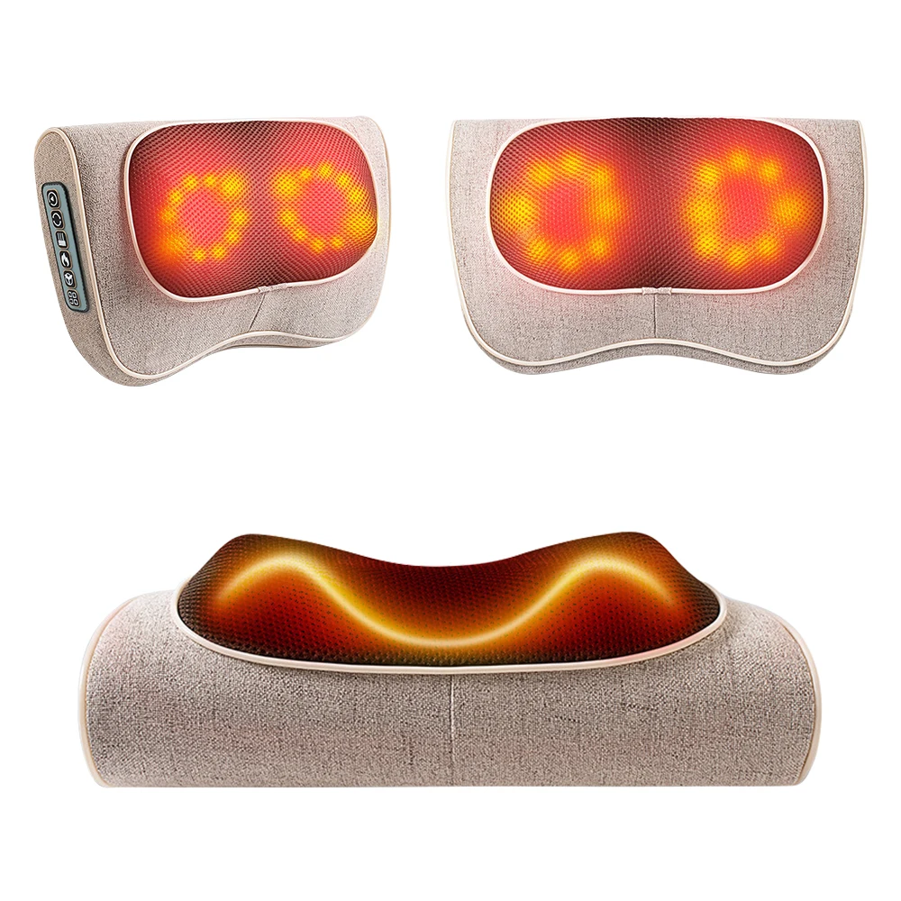 

Six Buttons Neck Multifunctional Shiatsu Pillow Device Infrared Heating Healthy Massage Machine Healthy Care Massageador