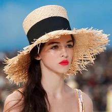 2019 sombreros de sombrero de Paja de verano para mujer sombrero Panamá alto sombrero vintage de playa cilindro visera de moda