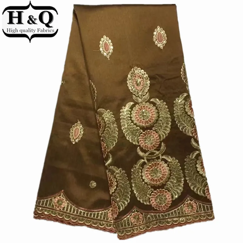 H& Q Высококачественная африканская атласная кружевная ткань с блестками Королевского синего индийского шелка с вышивкой Джордж кружевная ткань для платья