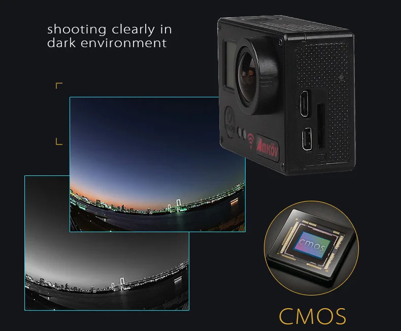 Amkov AMK7000S 4K Ultra HD 2 inches TFT WiFi Action Camera DV with Sunplus 6350M SPCA6350 OV4689 Image Sensor 170 Degree View Angle Remote Control Watch