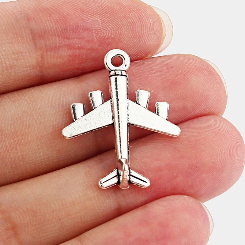 20pcs Aircraft/Airplane Charms Pendants Jewelry Antique Sliver Findings