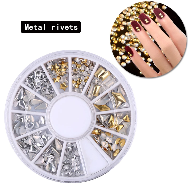 Hot Fashion Metal rivet Nail Art Slices Metal Studs Rivet Supplies