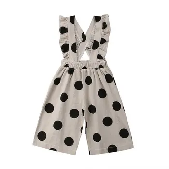 

Toddler Kids Baby Girls Denim Ruffle Dot Bell-Bottom Suspender Trousers Outfits 6M-4T