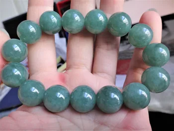 

Natural Genuine A Jadeite Jade Full Green Round Bead Bangle Bracelet