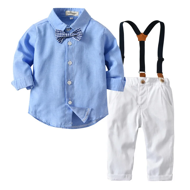 

Clothing Set For Toddler Autumn Gentleman Children Boy Clothes Sets Formal Shirt +Braces Pants 2pcs Boys Costume For 3M-3T Baby