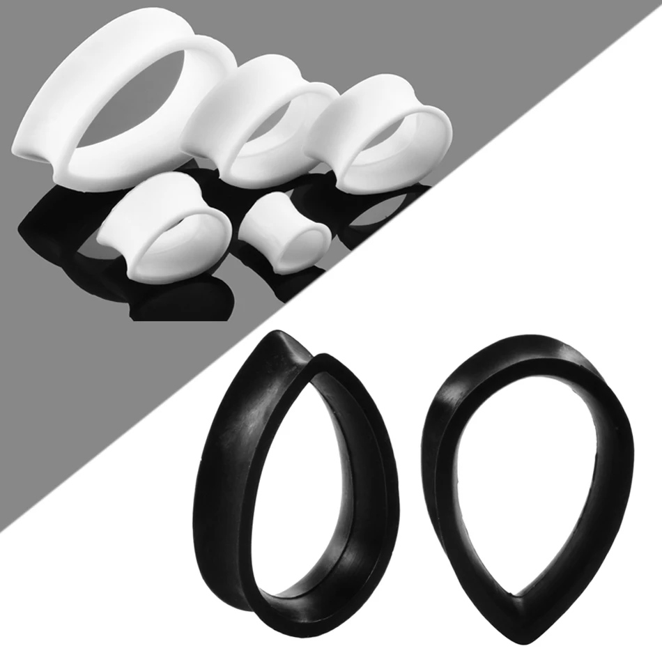 1Pair Tear Drop Flexible Silicone Ear Tunnels Plugs Tragus Gauges Body