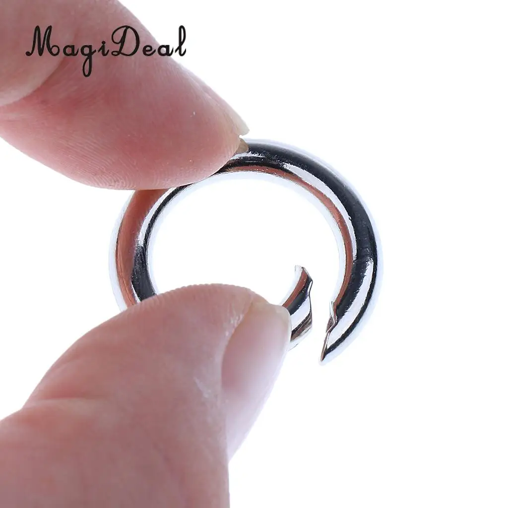MagiDeal 10 Pieces Round Push Gate Snap Open Hook Spring Ring Key Chain Carabiner