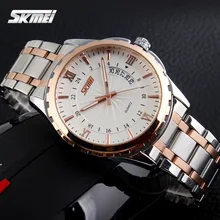 Skmei-Reloj de pulsera de cuarzo para Hombre, cronógrafo Masculino de marca de lujo, de acero completo, informal